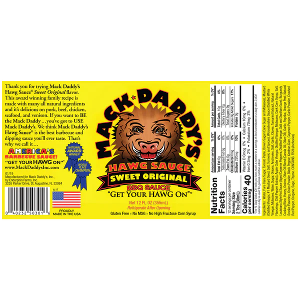 Mack Daddys Hawg Sauce Sweet Original